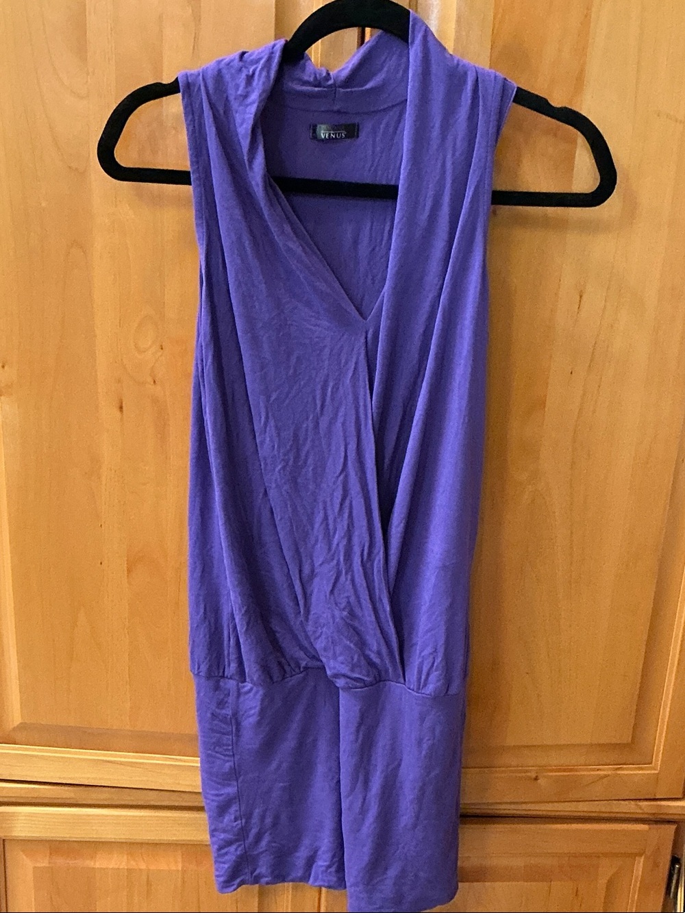 VENUS Purple Sleeveless Surplice Knit Dress